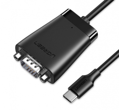 70612 Конвертер UGREEN CM253 USB-C 2.0 TO DB9 (RS-232) Male Adapter Cablee, 1,5м., цвет: черный можно капить на ugreen.by
